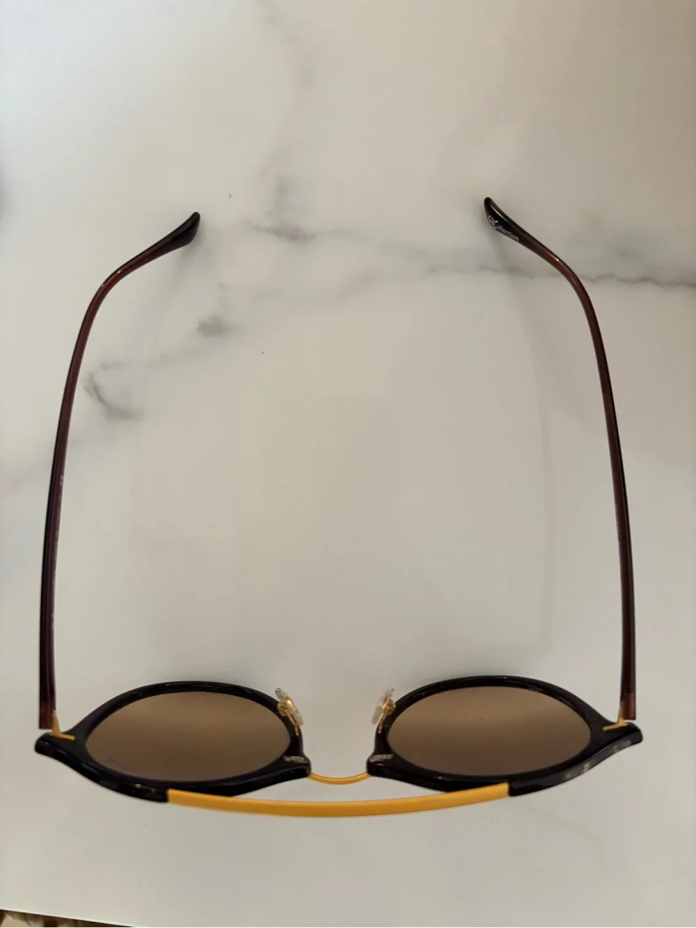 RayBan Round Black Frame Sunglasses with Gold Double Bridge